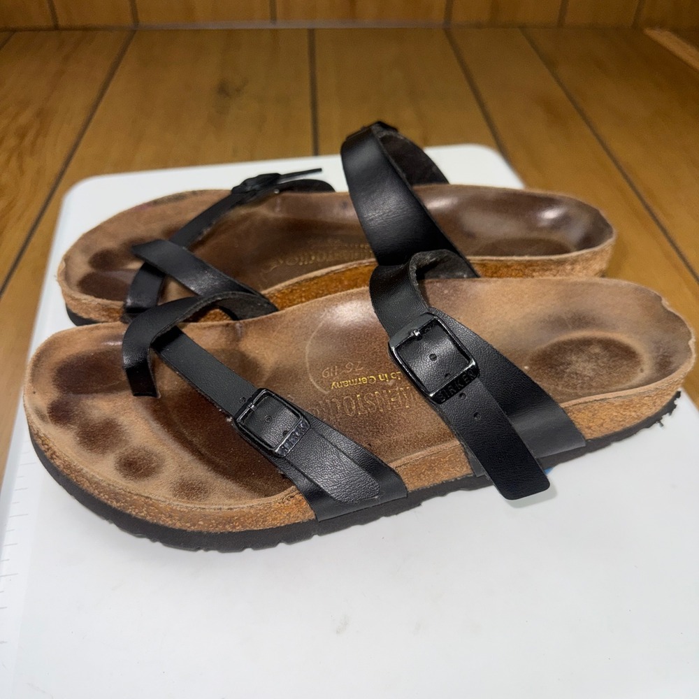 Birkenstock Mayari Black Birko-Flor Strappy Toe Loop Sandals Mens 7 Womens 9